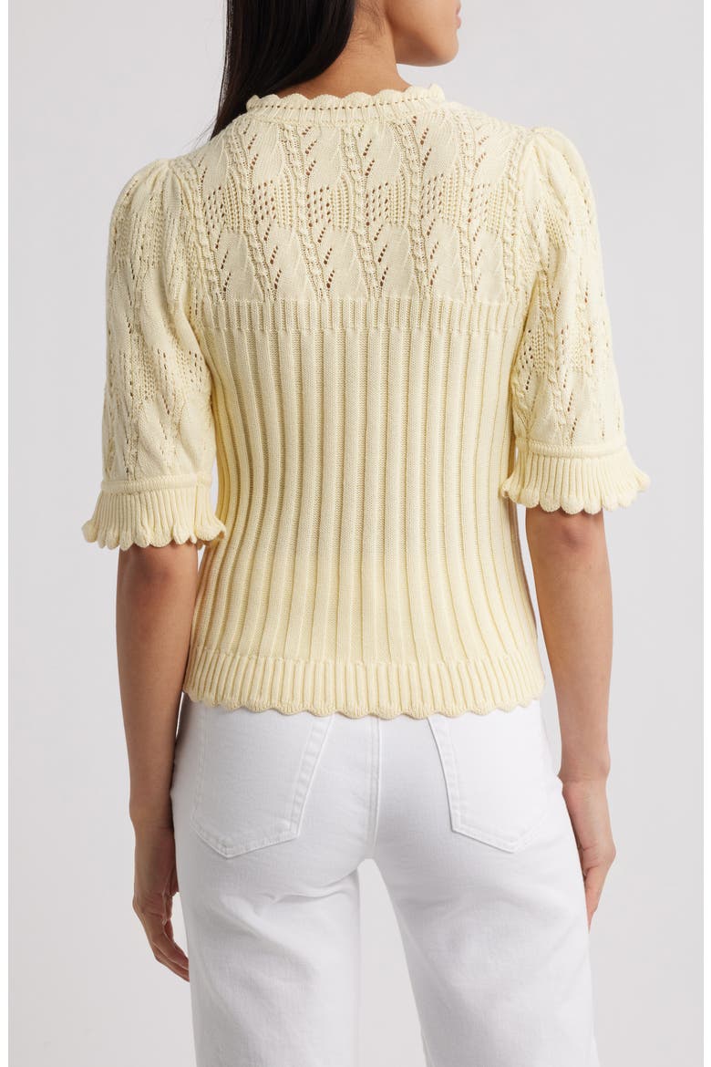 Mixed Stitch Elbow Sleeve Sweater, Alternate, color, BUTTER CREAM