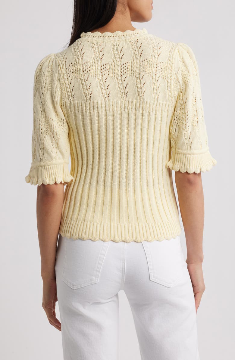 Wit & Wisdom Mixed Stitch Elbow Sleeve Sweater, Alternate, color, Butter Cream