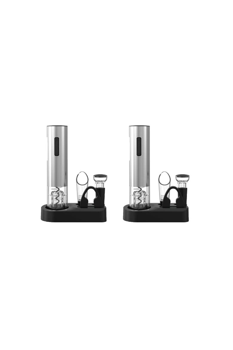 5-Piece Electric Wine Opener Set - 2 PACK Bundle, Main, color, Silver