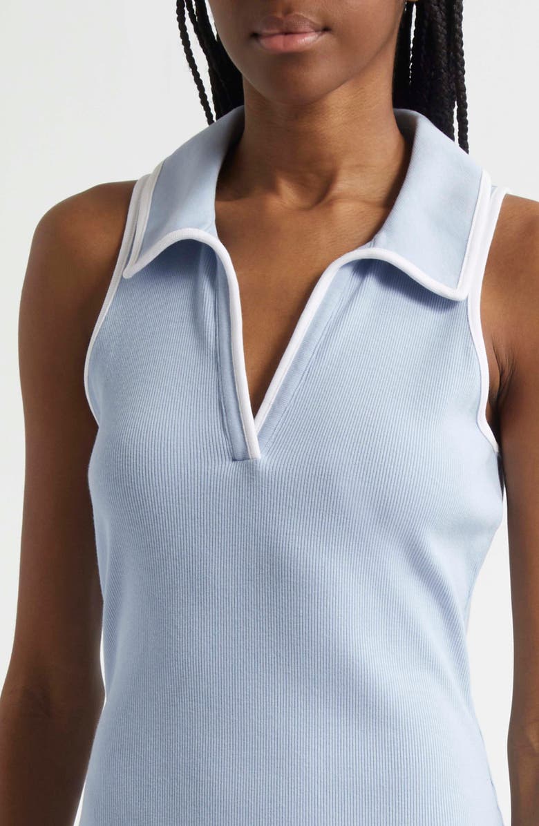 Veronica Beard Darien Stretch Cotton Polo Dress, Alternate, color, Bluebell