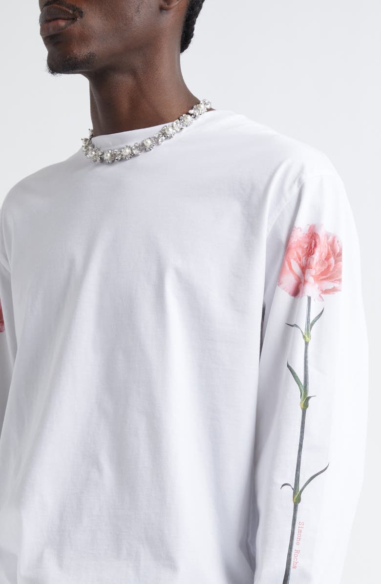 Simone Rocha Carnation Print Long Sleeve T-Shirt, Alternate, color, 