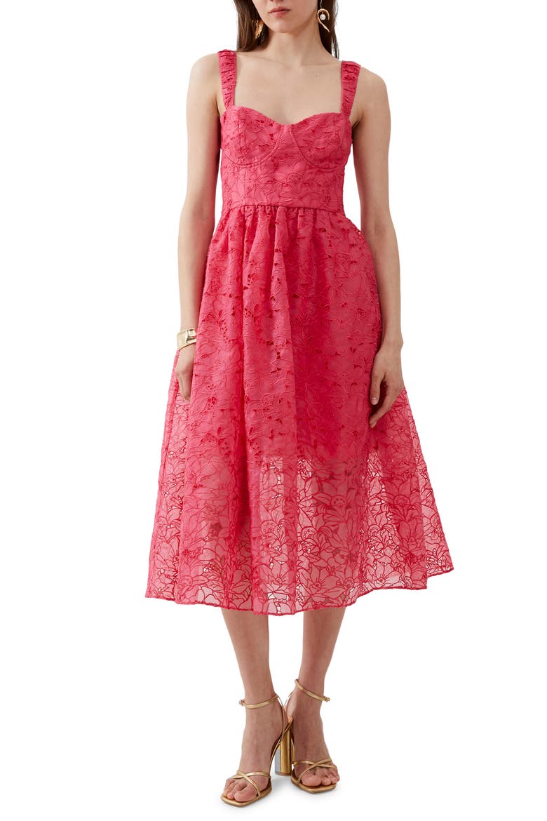 Embroidered Lace Dress, Main, color, AZALEA