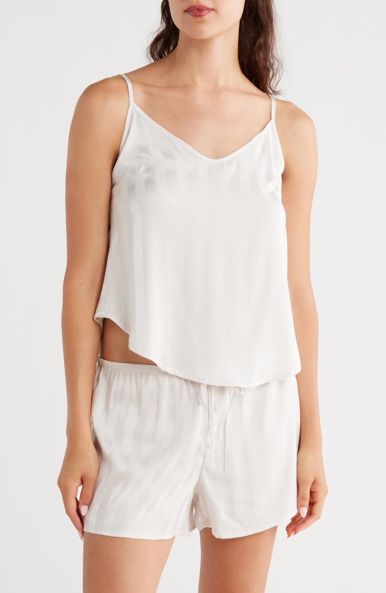 Danskin Satin Jacquard Short Pajamas, Main, color, Pastel Parchment