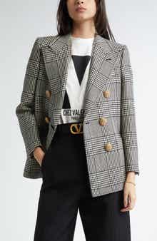 Glen Plaid Double Breasted Wool Blazer