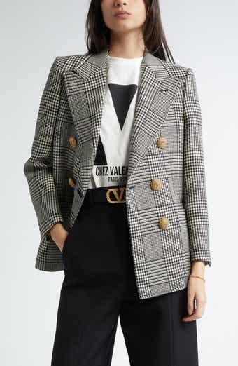 Glen Plaid Double Breasted Wool Blazer