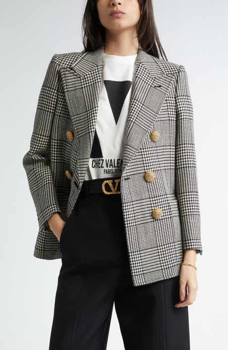 Glen Plaid Double Breasted Wool Blazer