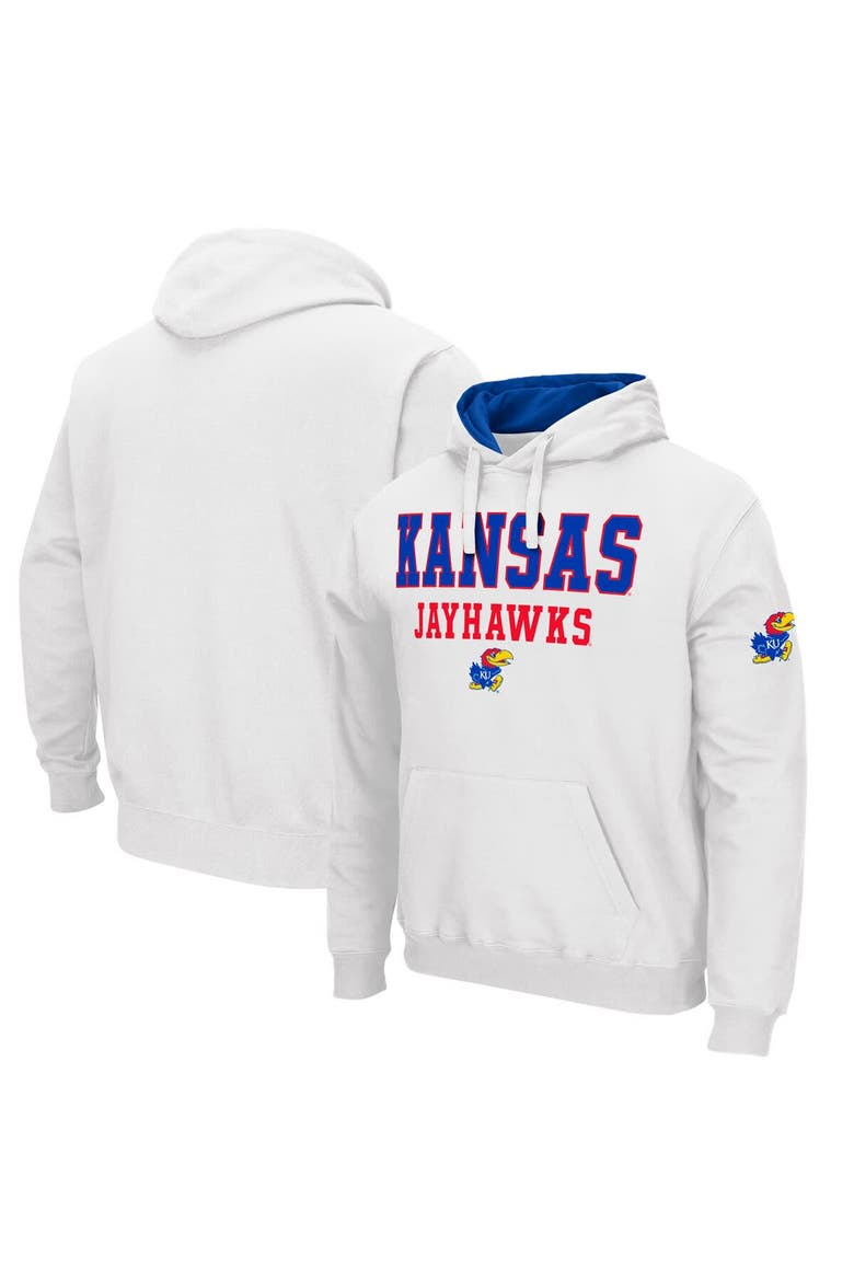 Men's Colosseum White Kansas Jayhawks Sunrise Pullover Hoodie, Main, color, White
