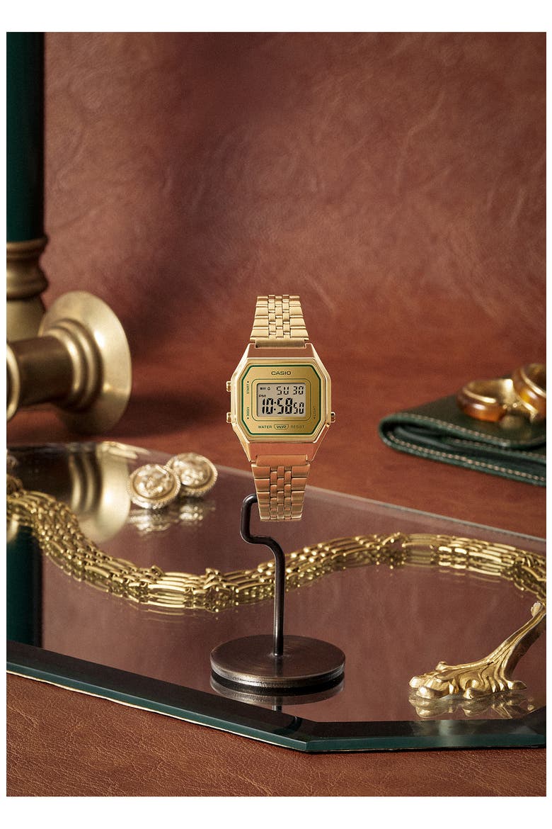 Vintage LA680WGA-9VT Digital Bracelet Watch, 33.5mm × 28.6mm, Alternate, color, GOLD