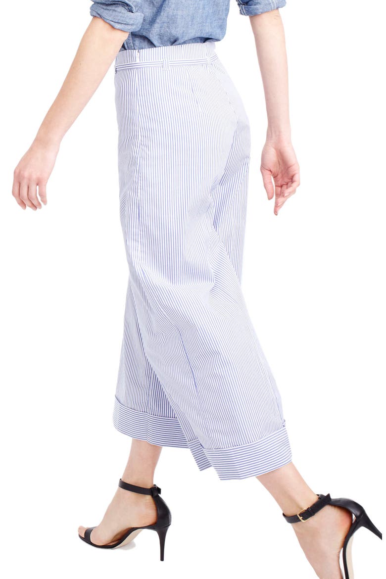 Stripe Wide Leg Crop Pants, Alternate, color, BLUE WHITE