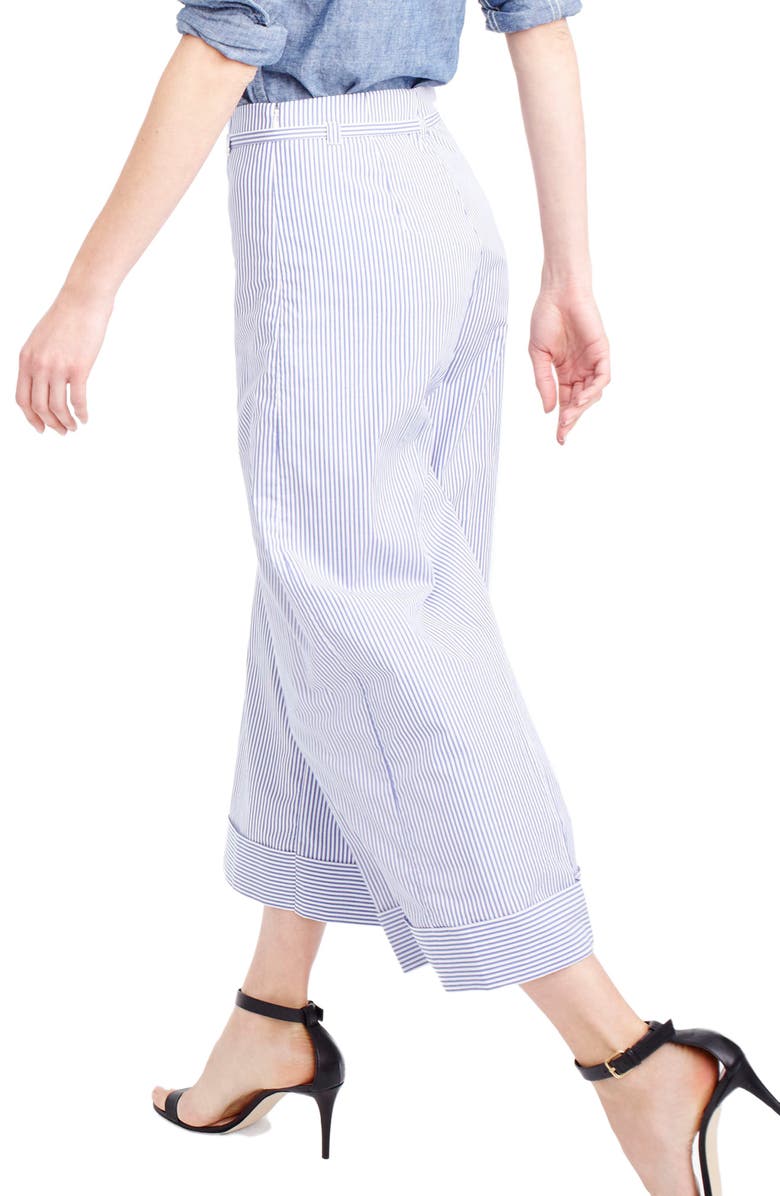J.Crew Stripe Wide Leg Crop Pants, Alternate, color,