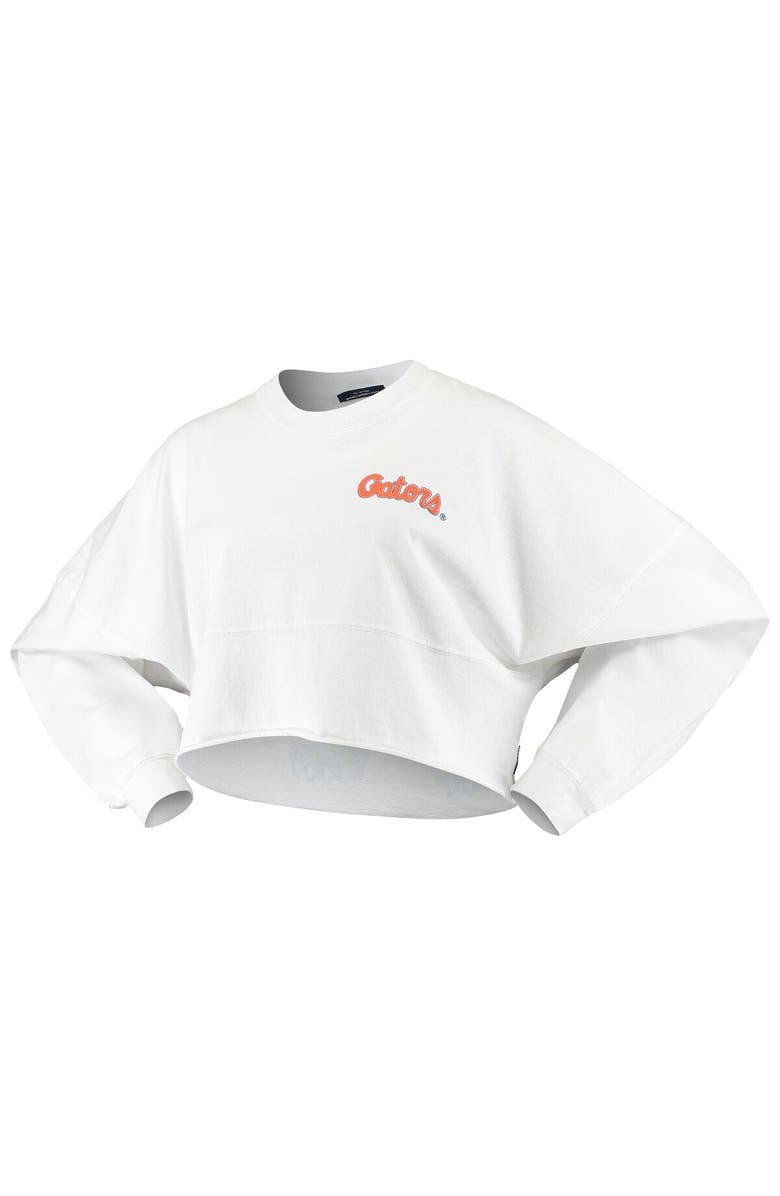 SPIRIT JERSEY Women's White Florida Gators Raw Hem Cropped Spirit Jersey Long Sleeve T-Shirt, Alternate, color, White