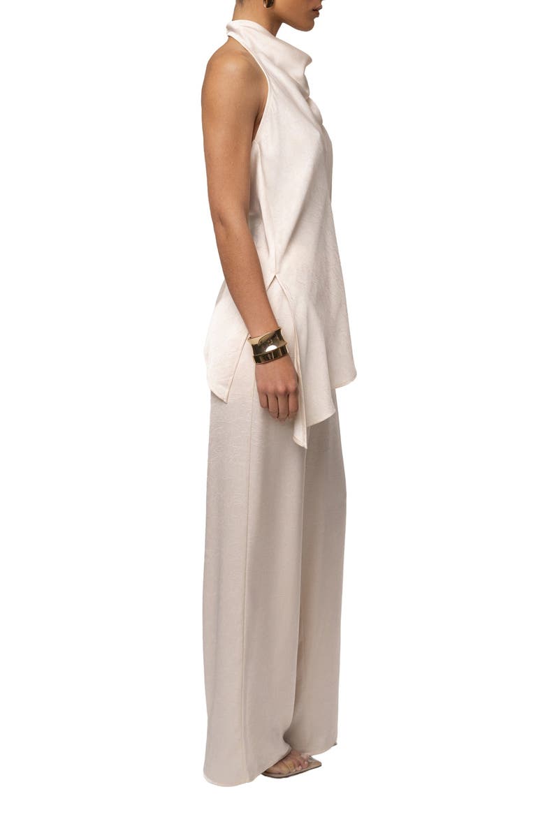 Draped Satin Pant Set, Alternate, color, Cream