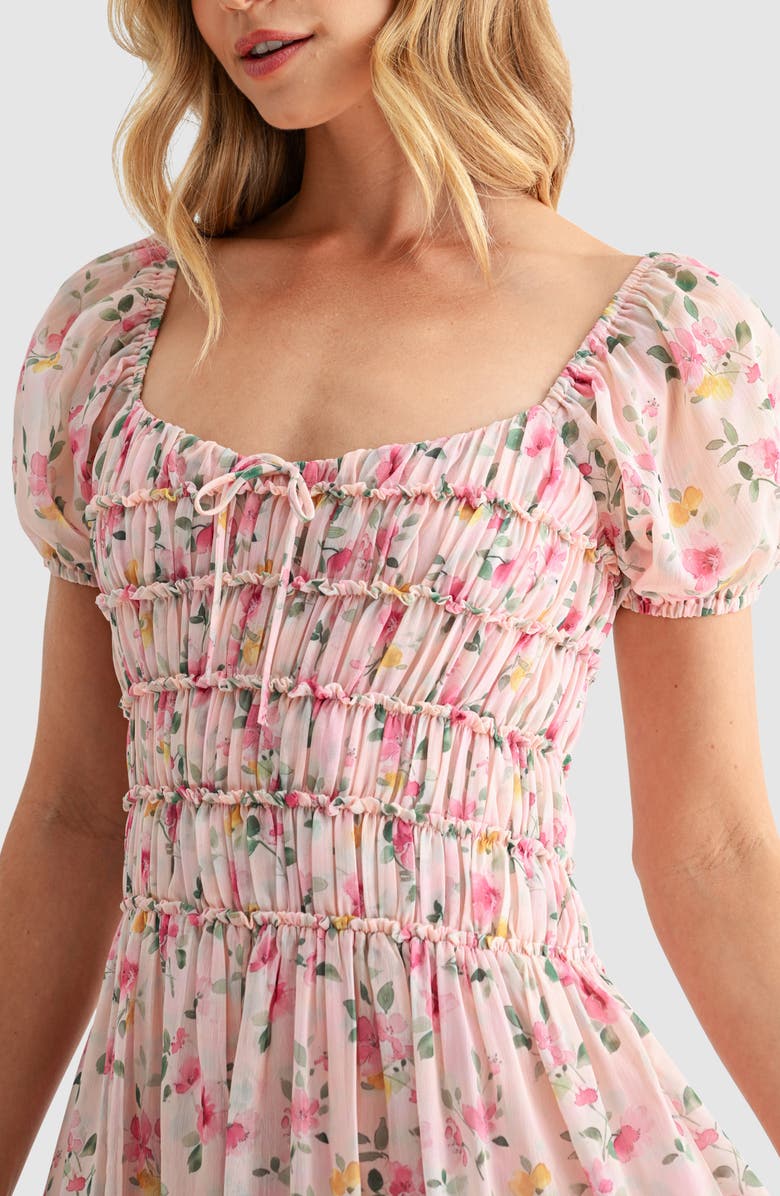 Lush Chiffon Smocked Midi Dress, Alternate, color, Blush Floral