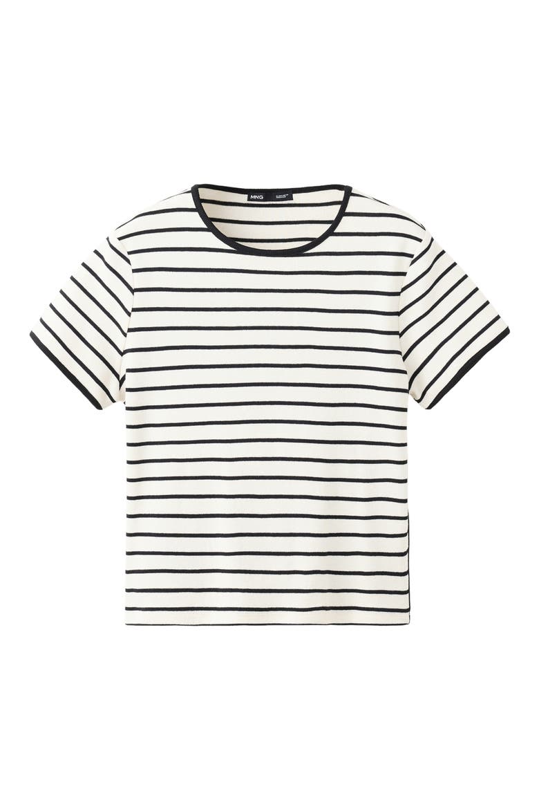 Cotton T-Shirt with Contrast Trim, Alternate, color, WHITE/ BLACK