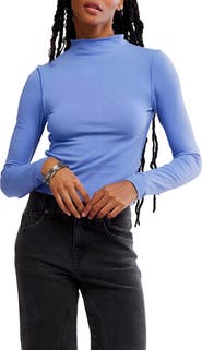 Free People Kenzie Funnel Neck Stretch Cotton Top