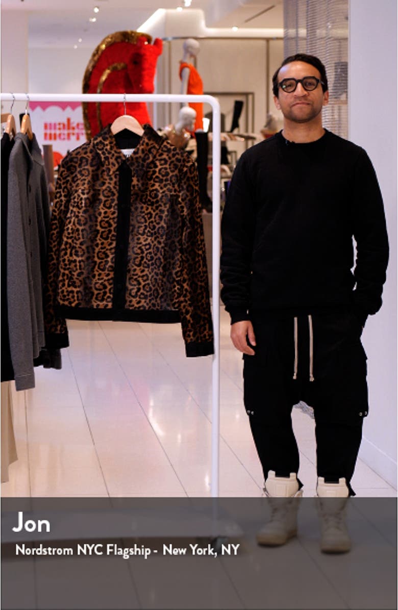 Leopard Print Genuine Calf Hair Snap-Up Jacket, sales video thumbnail