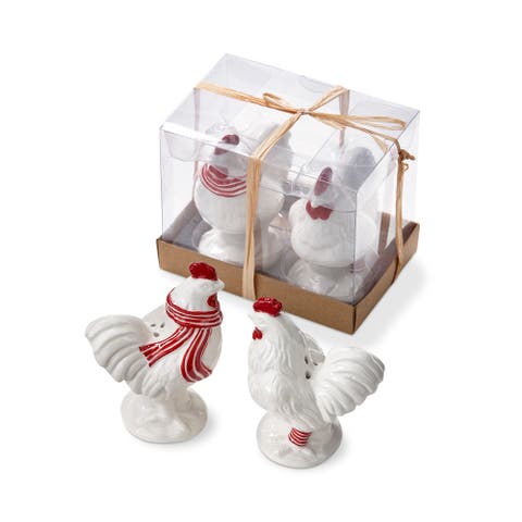 Farmhouse Christmas Chicken Shaped Salt and Pepper Shakers