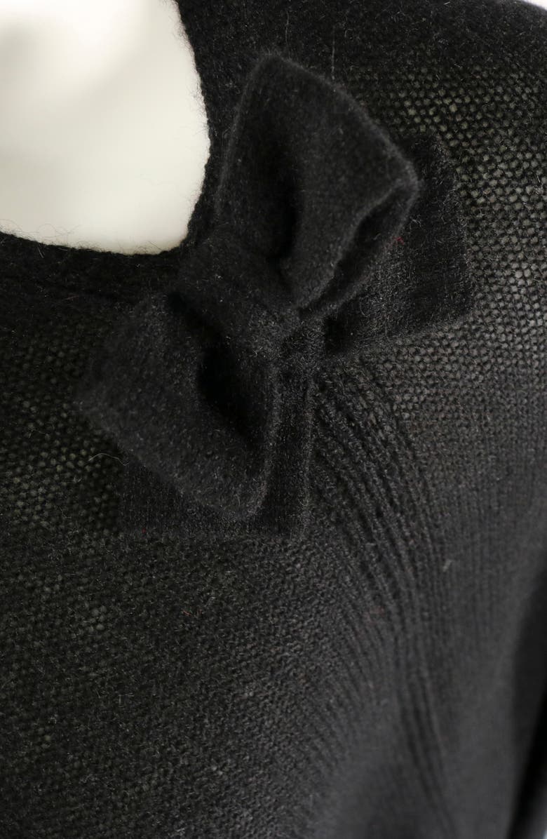 Portolano Cashmere Bow Poncho, Alternate, color, Black