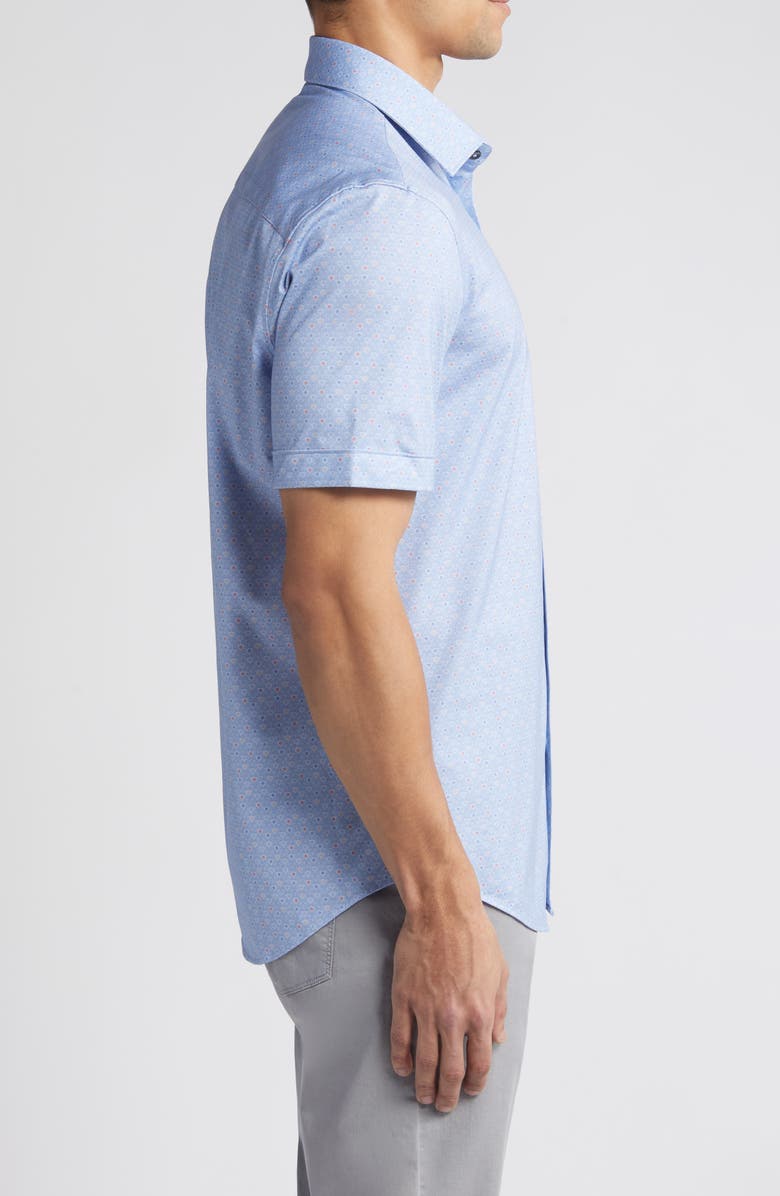 Bugatchi Miles OoohCotton<sup>®</sup> Short Sleeve Button-Up Shirt, Alternate, color,