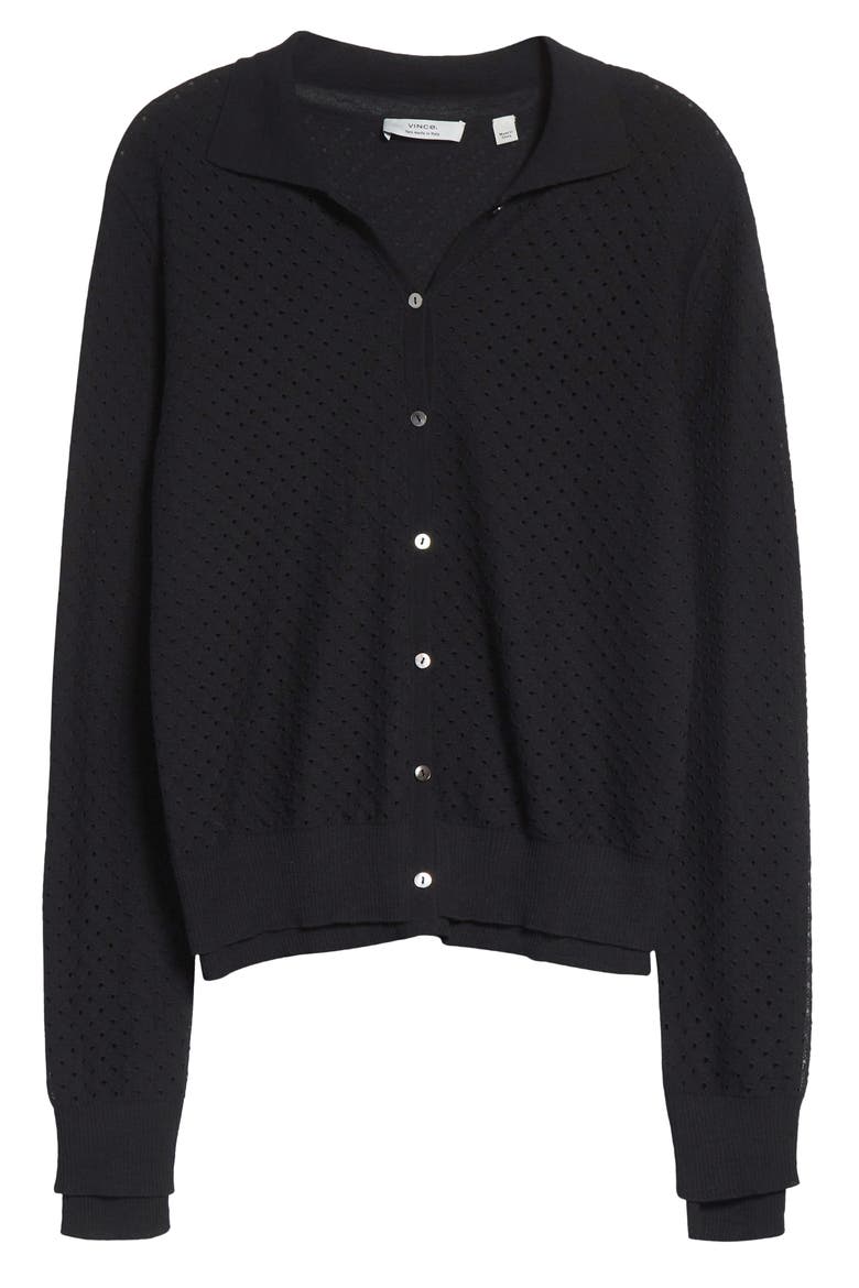 Double Layer Organic Cotton Blend Cardigan, Alternate, color, BLACK