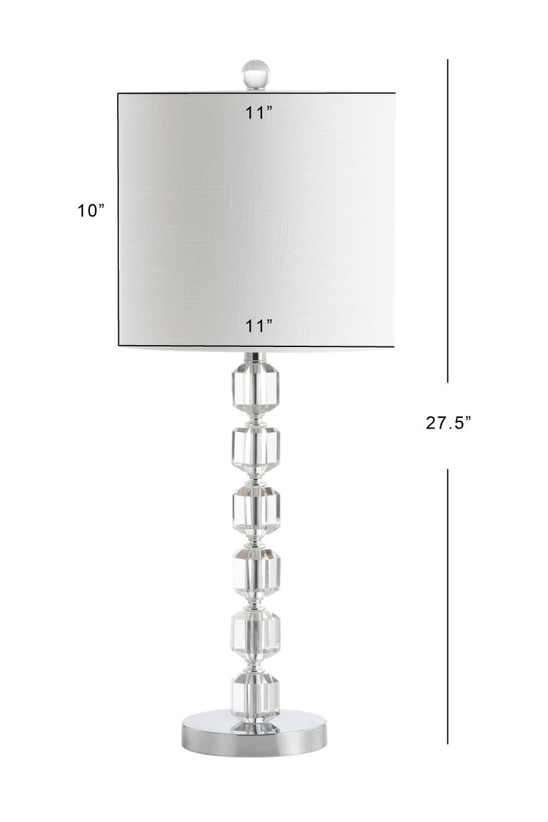 Cary 27.5" Modern Stacked Crystal/Metal LED Table Lamp, Chrome/Clear, Alternate, color, Chrome/Clear