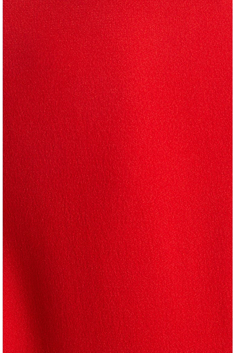 Plunge Neck Long Sleeve Crepe Satin Column Gown, Alternate, color, ROUGE