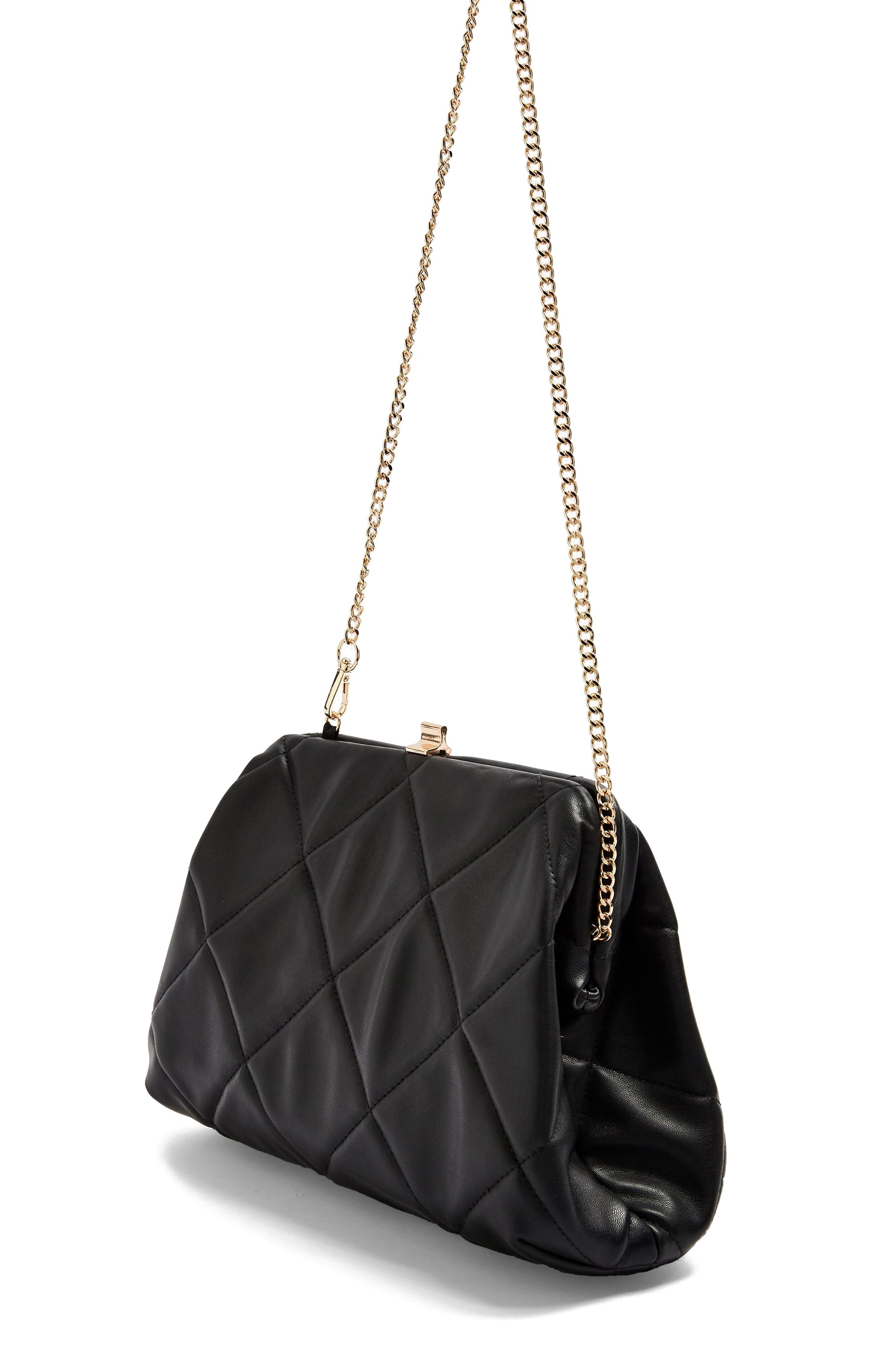 Topshop Quilted Faux Leather Clutch, Alternate, color, 