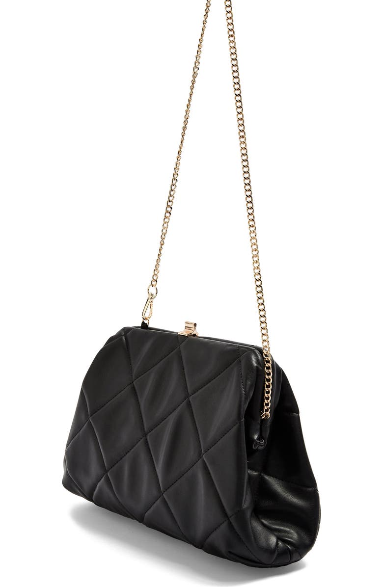 Topshop Quilted Faux Leather Clutch, Alternate, color,