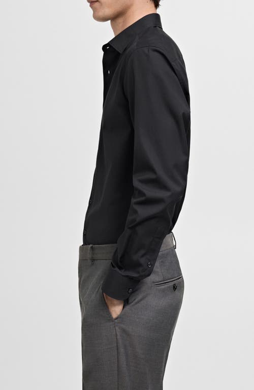 Mango Slim Fit Cotton Poplin Suit Button-up Shirt In Black