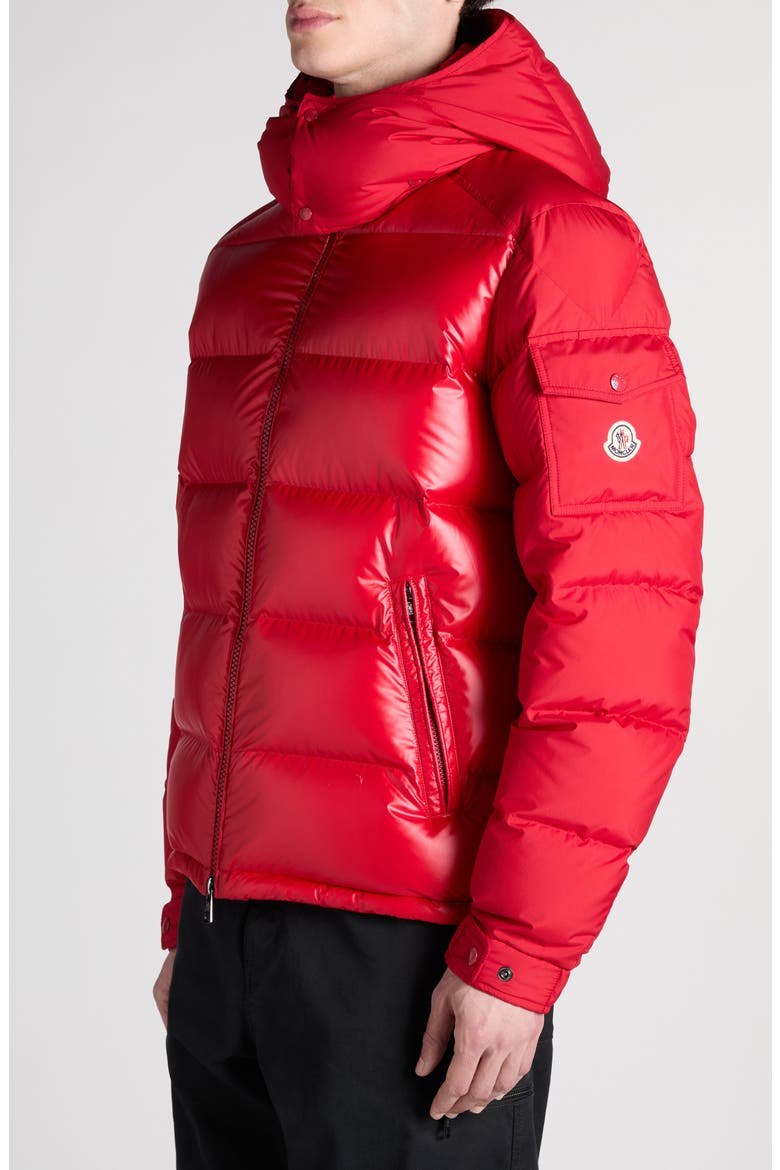 Maya Lacquered Nylon Down Jacket, Alternate, color, RED