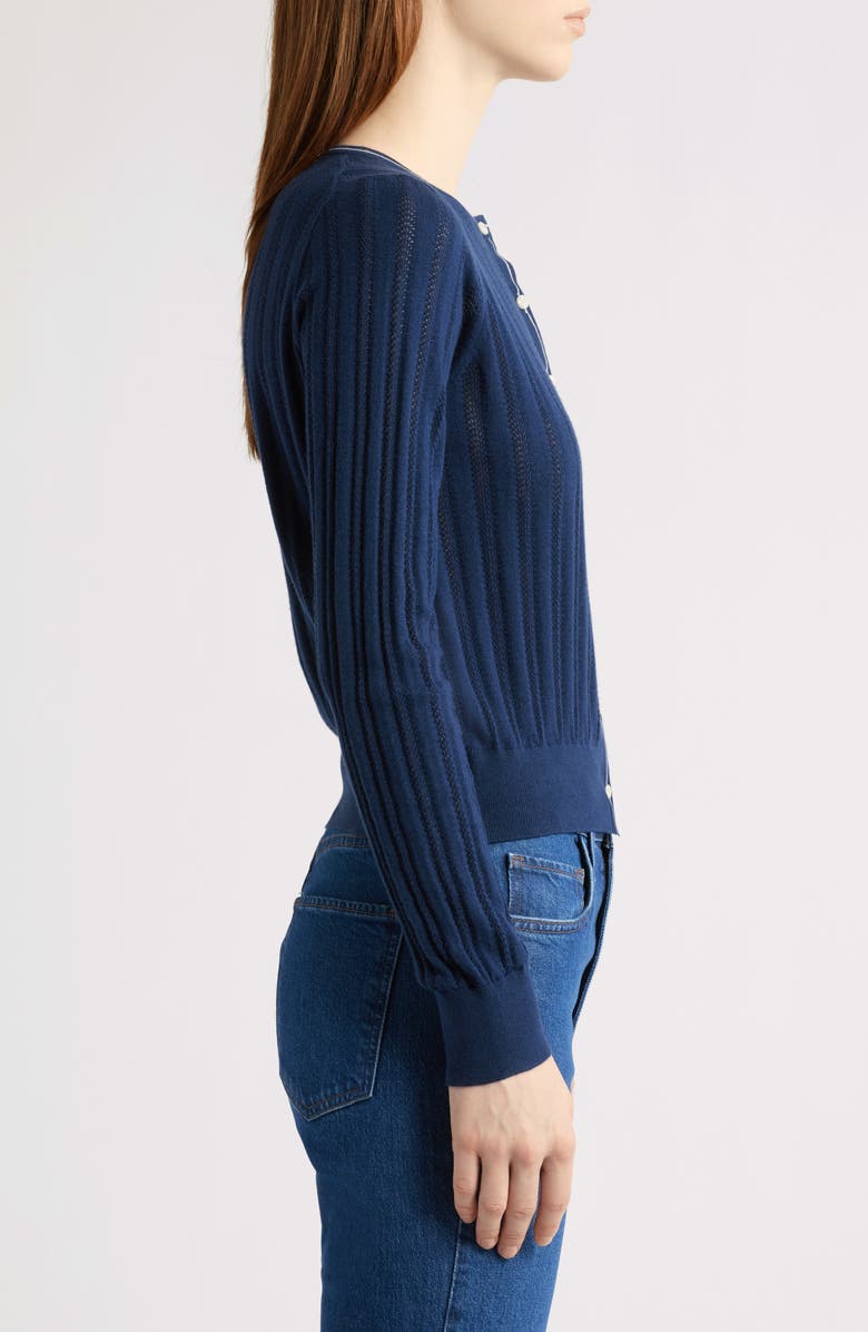 MARGARET O'LEARY Contrast Stripe Rib Petit Cardigan, Alternate, color, 