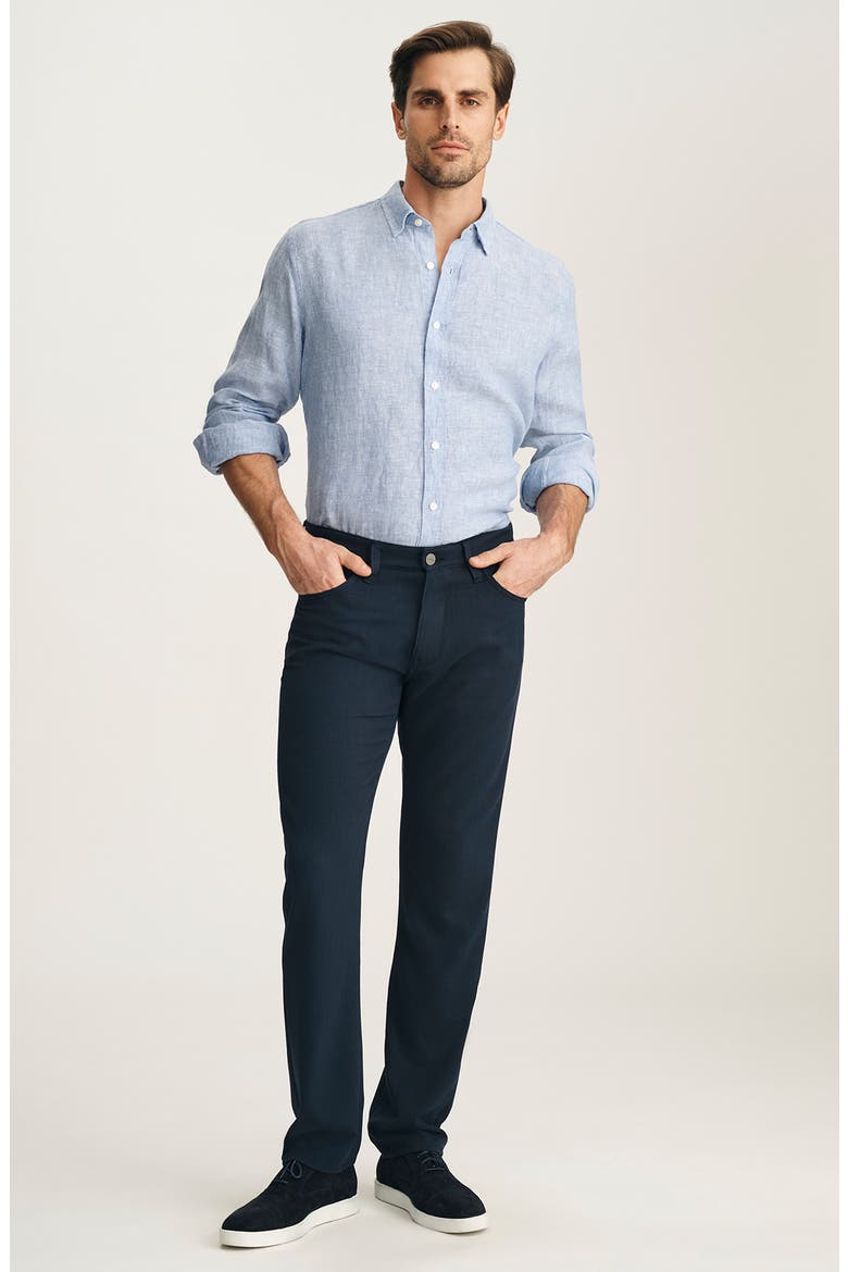 Linen Button-Up Shirt, Alternate, color, DARK BLUE