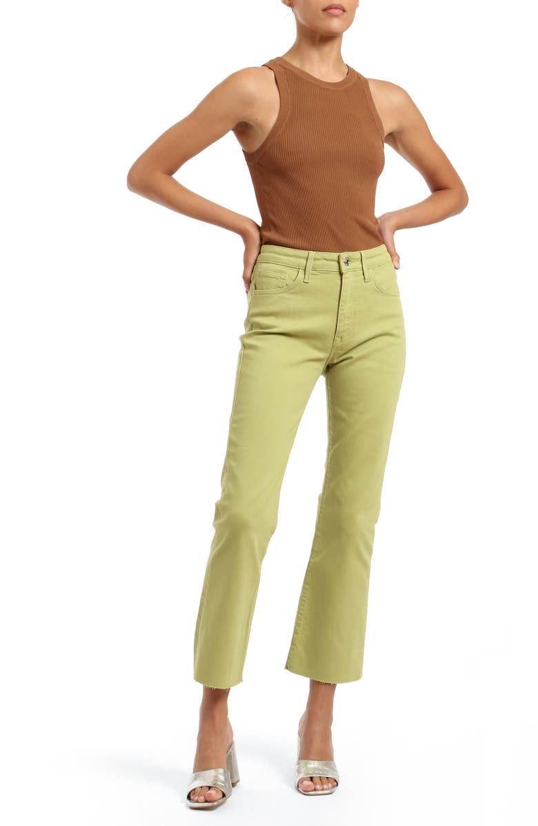 Mavi Jeans Anika High Waist Fray Hem Crop Flare Jeans, Alternate, color, Spinach Green Flex Blue