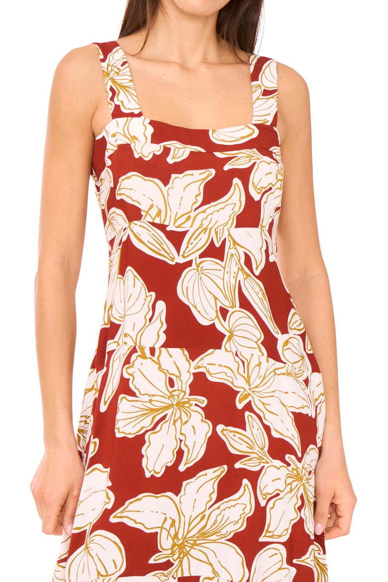 Floral Wide Strap Maxi Dress, Alternate, color, CHILI