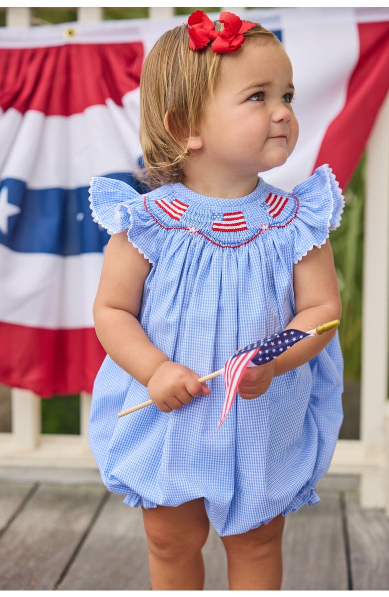 Little English Woven Smocked Bishop Bubble, Alternate, color, Flags