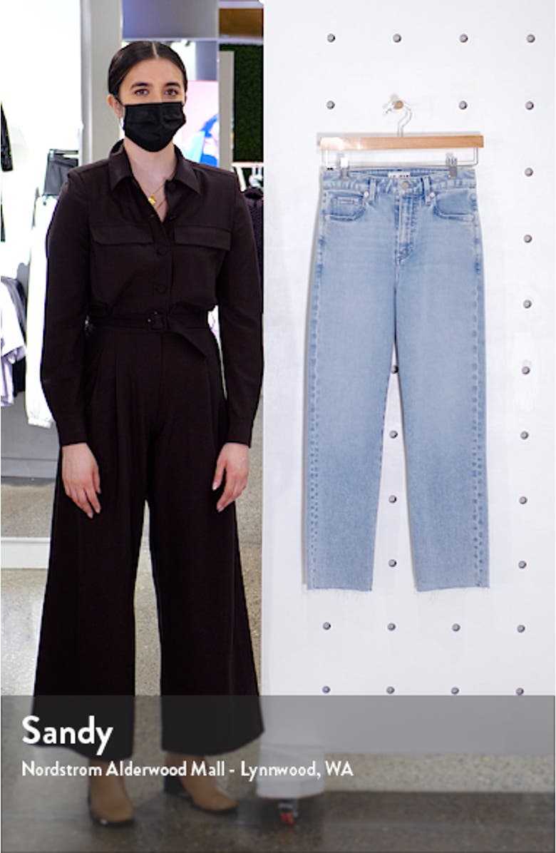 Sabine High Waist Raw Hem Ankle Straight Leg Jeans, sales video thumbnail