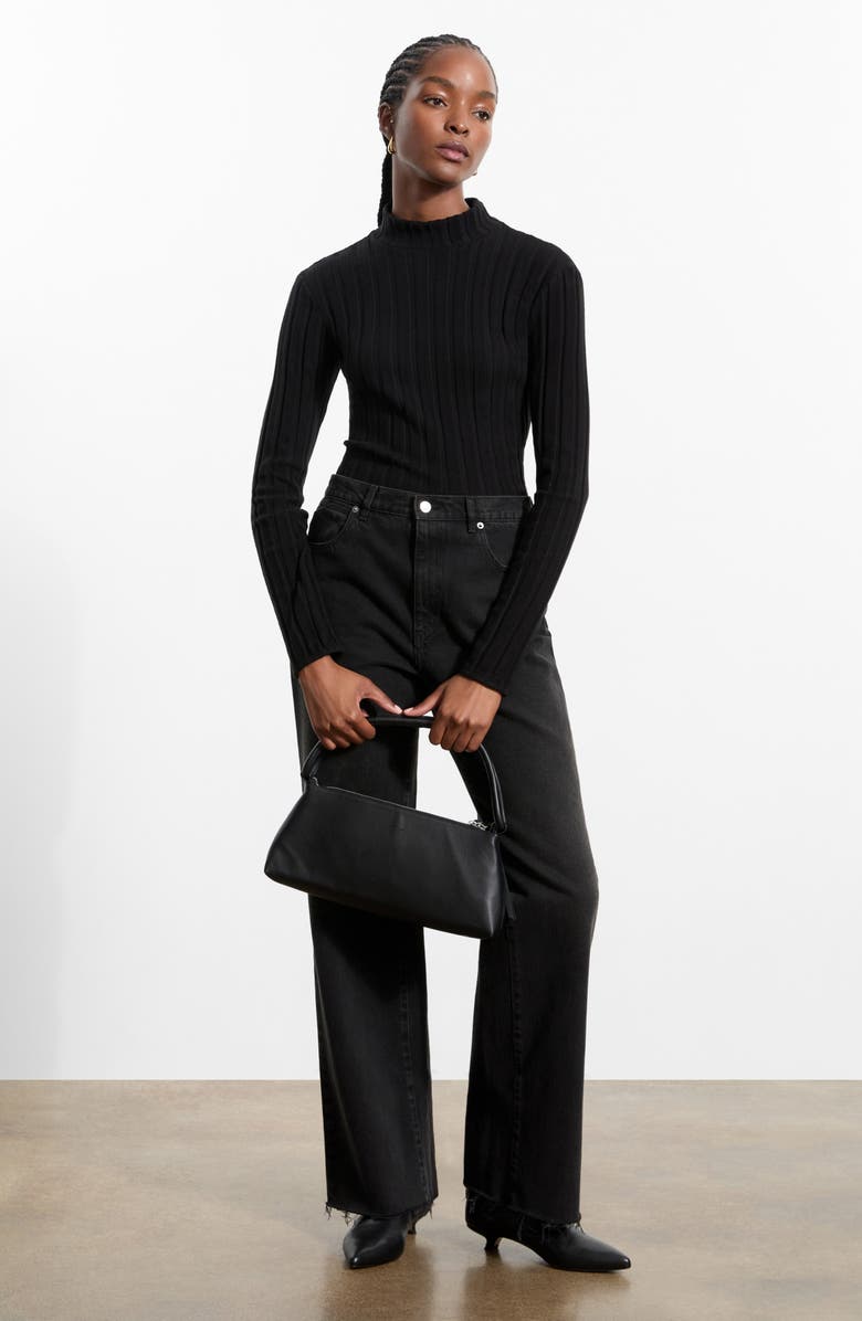 Marcella Samia Mock Neck Rib Sweater, Alternate, color, Black