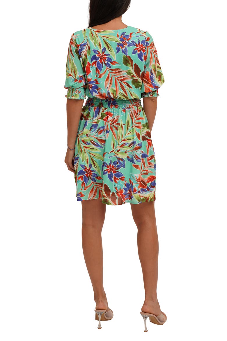 Elbow Length Sleeve Fit and Flare Dress, Alternate, color, TROPICAL DAY DREAM