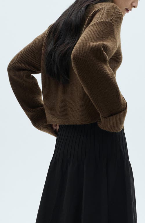 Shop Mango Mock Neck Sweater In Khaki Brown