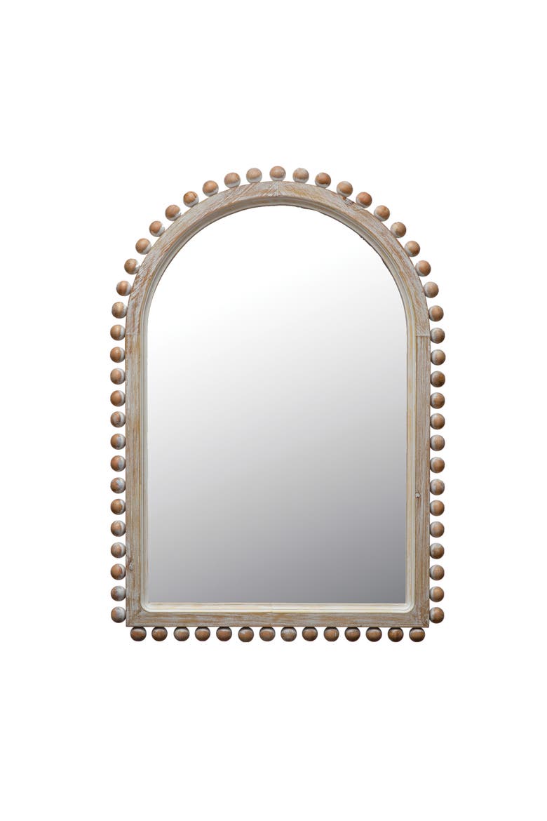 Wood Ball Framed Arched Wall Mirror, Natural, Main, color, Natural