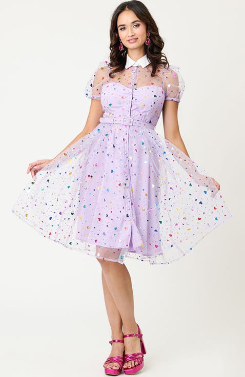 1950s Short Sleeve Collared Hollie Swing Dress