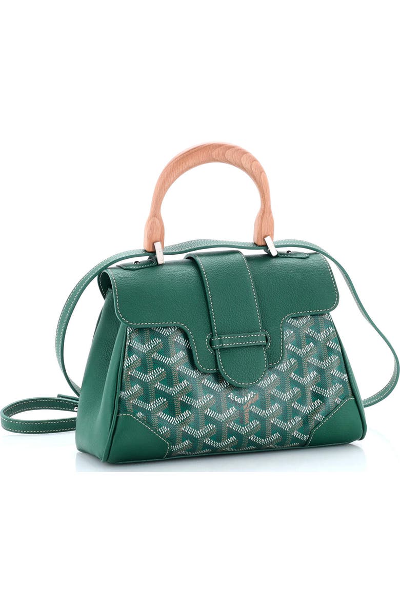 Pre-Owned Goyard Saigon Top Handle Bag Coated Canvas with Leather Mini, Alternate, color, Green