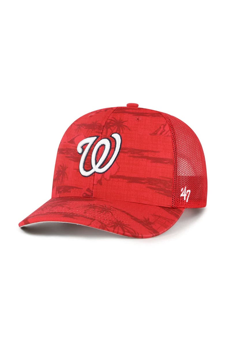 '47 Men's '47 Red Washington Nationals Fiji Trucker Adjustable Hat, Main, color, Red