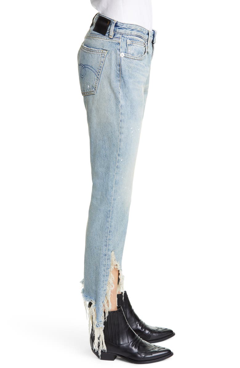R13 Spiral Kick Ripped Bootcut Jeans, Alternate, color,