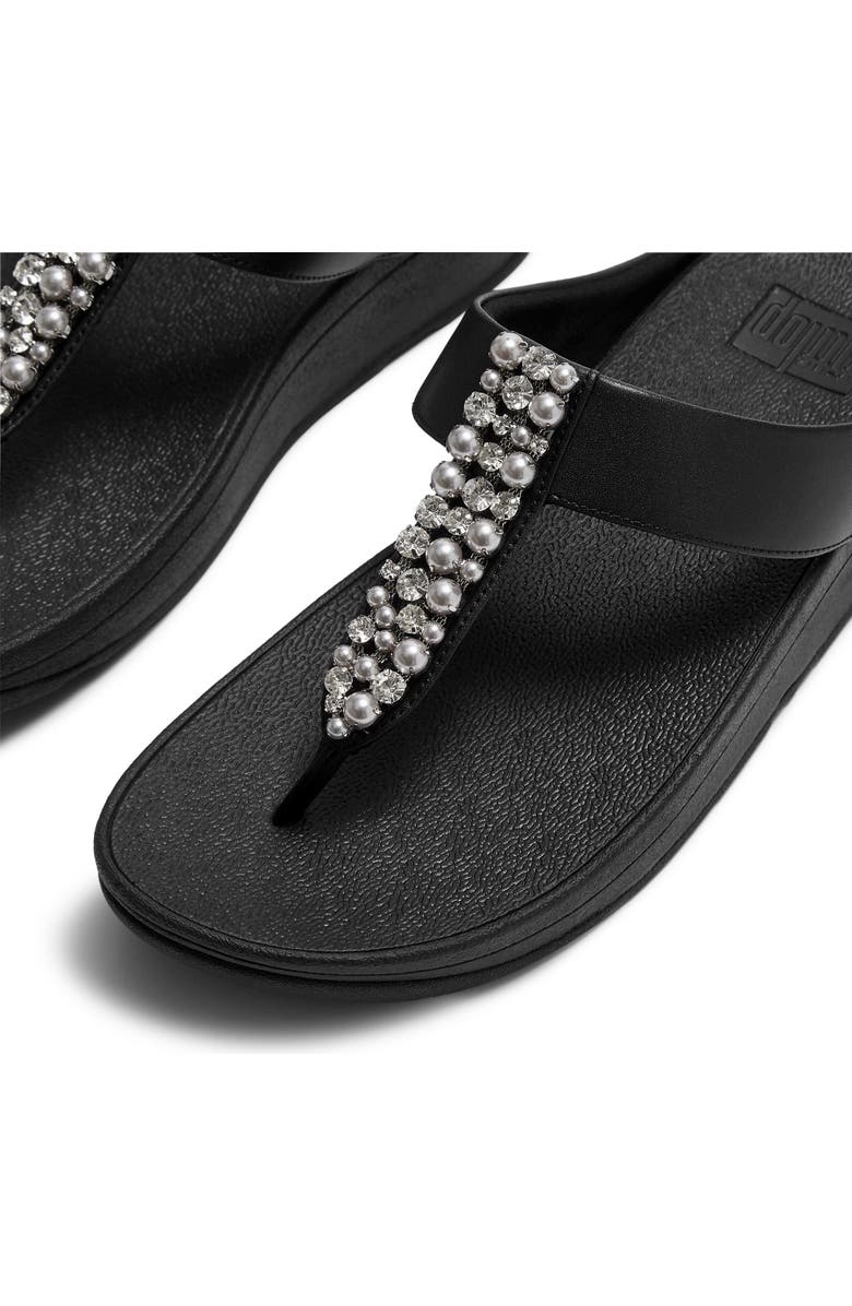 FitFlop Fino Pearls and Crys Sandal, Alternate, color, Black