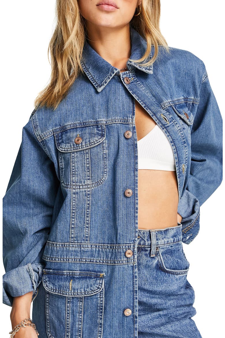 '70s Oversize Denim Jacket, Main, color, MID BLUE