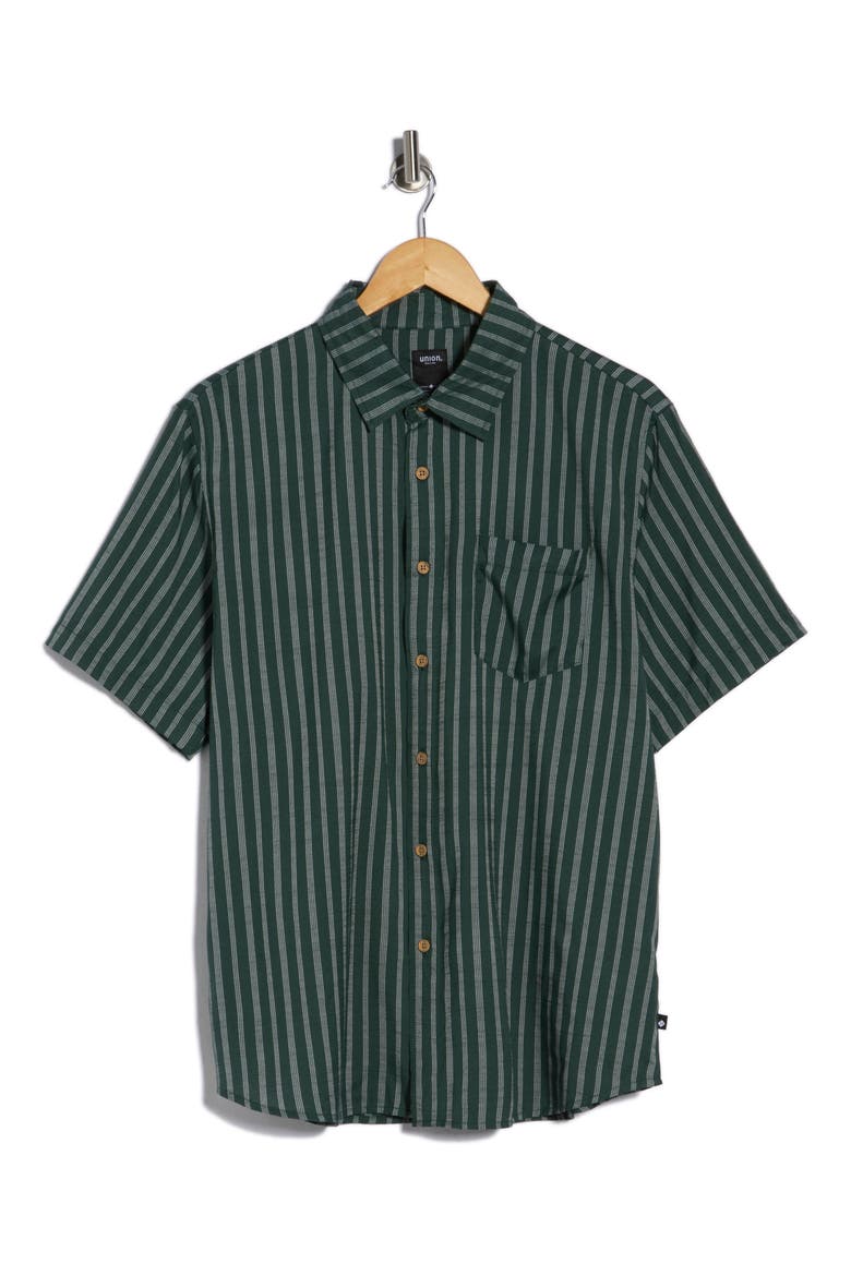 Venice Yarn Dyed Slub Short Sleeve Button-Up Shirt, Alternate, color, EUCALYPTUS