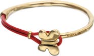 UNODE50 Leather Bracelet with Gold-Tone Butterfly