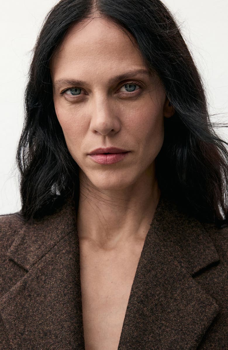 MANGO Speckled Wool Blend Blazer, Alternate, color, Brown