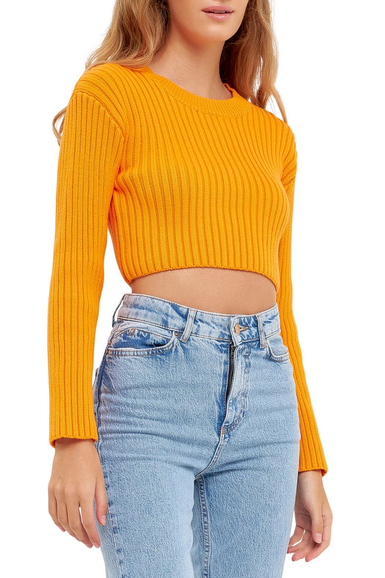 Crop Rib Sweater, Alternate, color, ORANGE